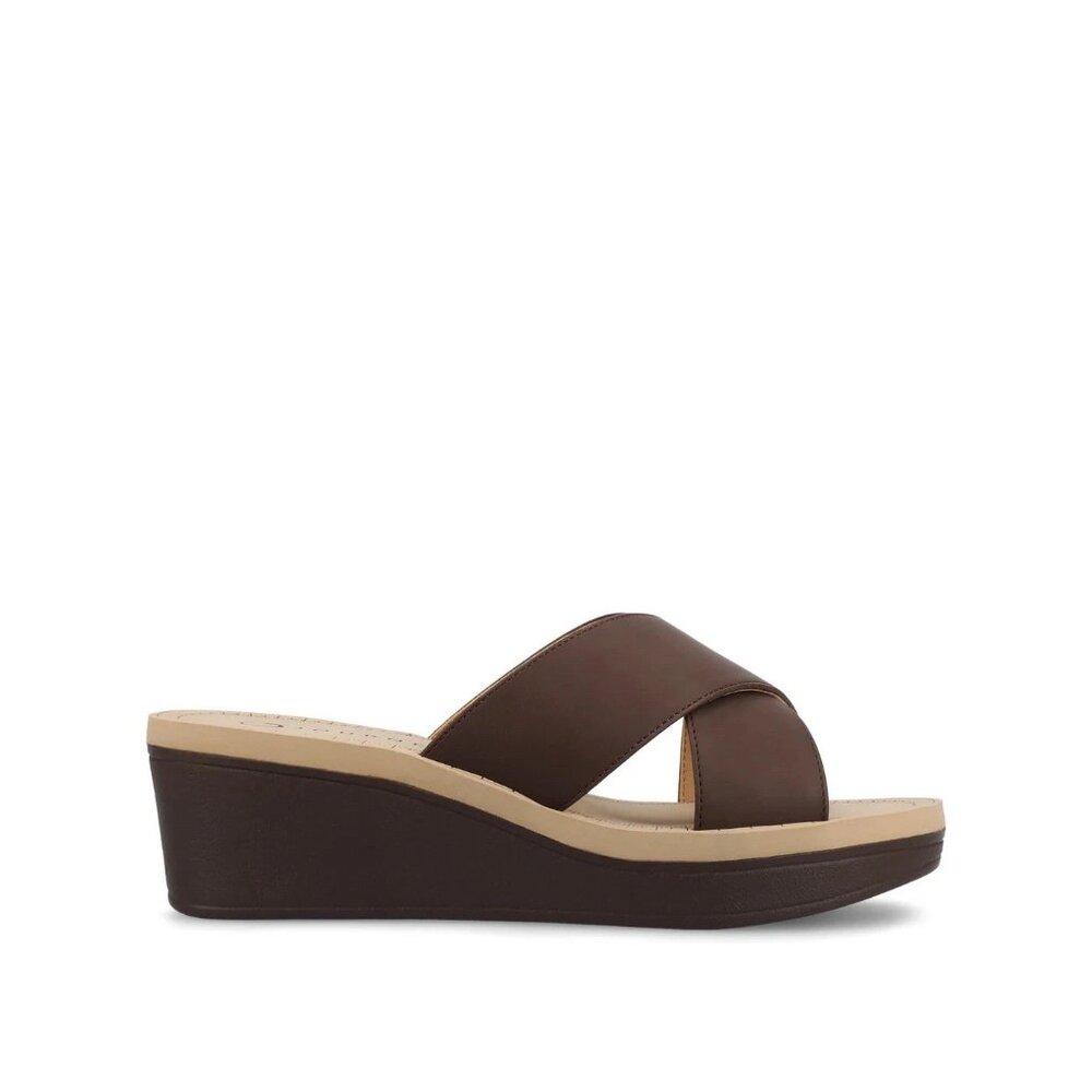 Journee Biara BRN-120 Zone 2 Platform Wedge Sandals Brown Sz 12 MSRP $99